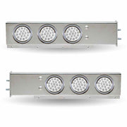 TU-9210L5 30″ Dual LED Mud Flap Hangers – 2 1/2″ Bolt Spacing | 4″ Dual LEDs (Clear Lens) | Stainless Steel MUD FLAP HANGERS Gray