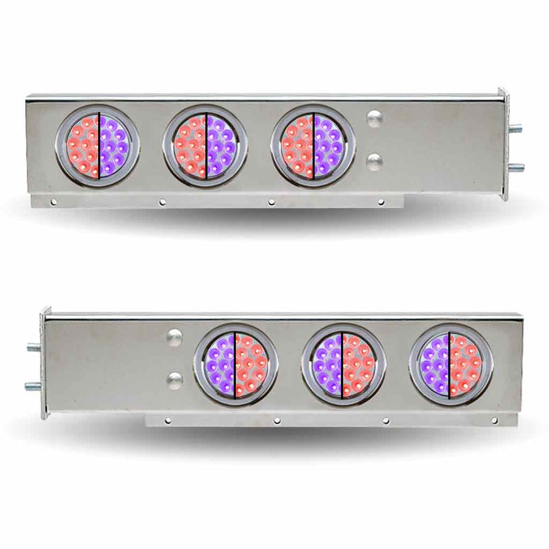 TU-9210L6 30″ Dual LED Mud Flap Hangers – 2 1/2″ Bolt Spacing | 4″ Dual LEDs (Clear Lens) | Stainless Steel MUD FLAP HANGERS Gray