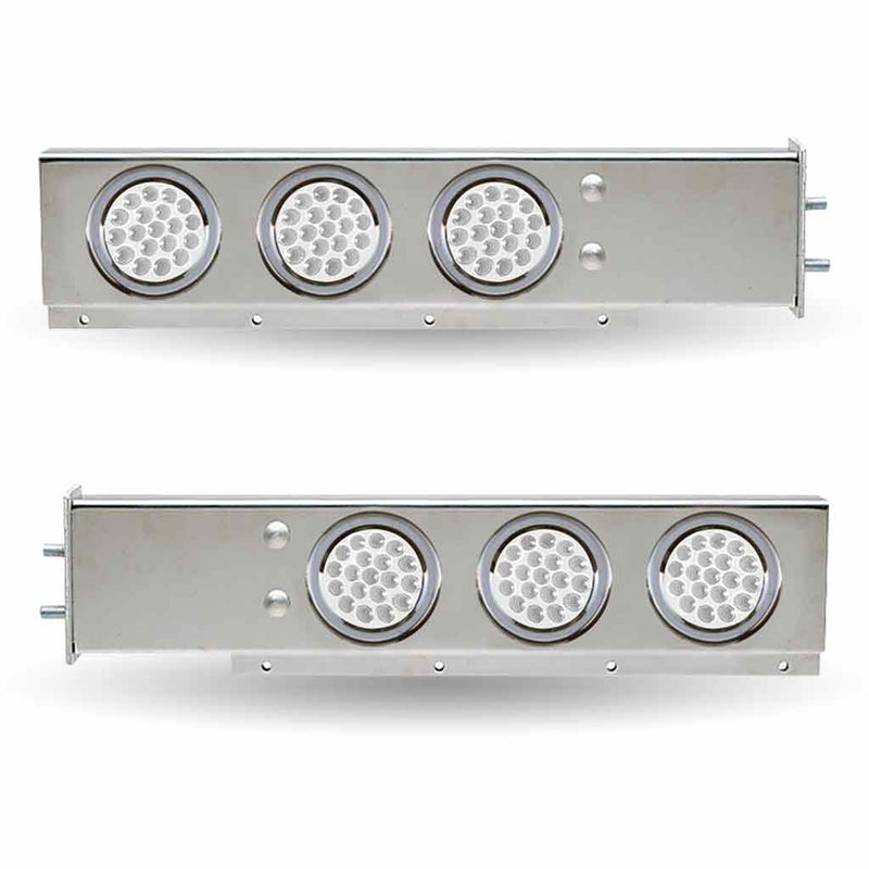 TU-9210L6 30″ Dual LED Mud Flap Hangers – 2 1/2″ Bolt Spacing | 4″ Dual LEDs (Clear Lens) | Stainless Steel MUD FLAP HANGERS Gray