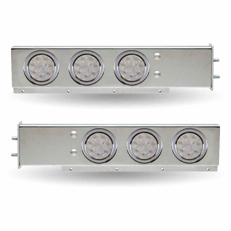 TU-9210LC 30″ LED Mud Flap Hangers – 2 1/2″ Bolt Spacing | 4″ LEDs (Clear Lens) | Stainless Steel MUD FLAP HANGERS Gray