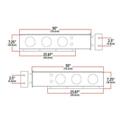 TU-9210LC 30″ LED Mud Flap Hangers – 2 1/2″ Bolt Spacing | 4″ LEDs (Clear Lens) | Stainless Steel MUD FLAP HANGERS Antique White