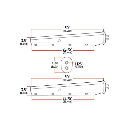 Light Gray TU-9215 30″ Mud Flap Hangers – 1 1/8″ Bolt Spacing | Stainless Steel MUD FLAP HANGERS