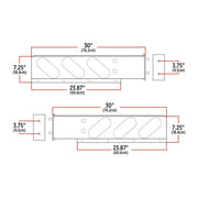 TU-9217 30″ Oval LED Mud Flap Hangers – 3 3/4″ Bolt Spacing | 6 x Oval Holes | Stainless Steel MUD FLAP HANGERS Black