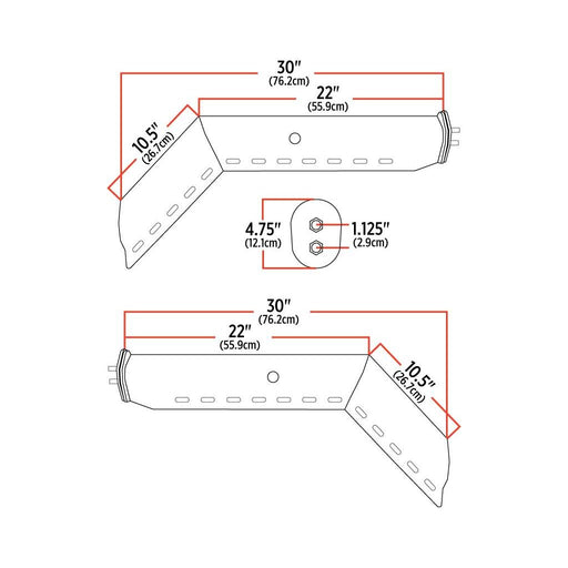 Dark Slate Gray TU-9222 45° Angled 30″ Mud Flap Hangers – 1 1/8″ Bolt Spacing | Painted Steel MUD FLAP HANGERS