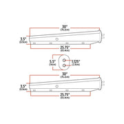 TU-9224 30″ Mud Flap Hangers – 1 1/8″ Bolt Spacing | Chrome Steel MUD FLAP HANGERS Light Gray