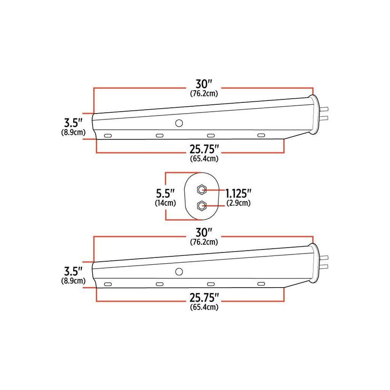 TU-9224 30″ Mud Flap Hangers – 1 1/8″ Bolt Spacing | Chrome Steel MUD FLAP HANGERS Light Gray