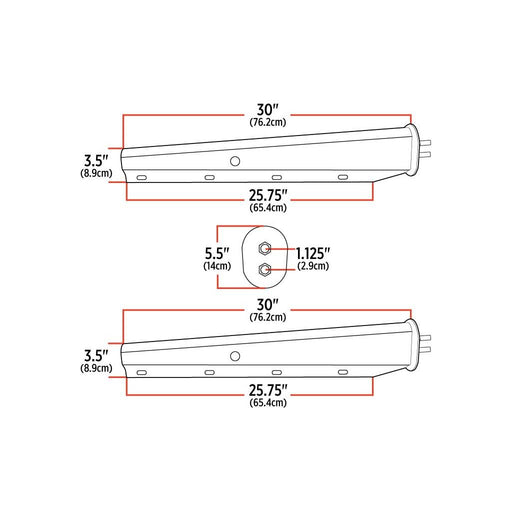 Light Gray TU-9224 30″ Mud Flap Hangers – 1 1/8″ Bolt Spacing | Chrome Steel MUD FLAP HANGERS