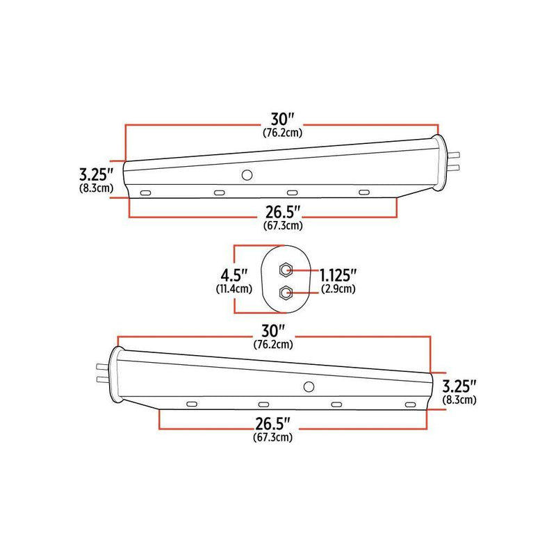 TU-9226 30″ Mud Flap Hangers with Dual Back Plate – 1 1/8″ Bolt Spacing | Stainless Steel MUD FLAP HANGERS Antique White