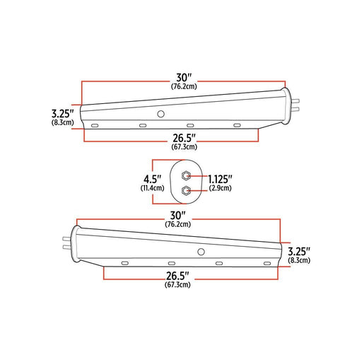 Antique White TU-9226 30″ Mud Flap Hangers with Dual Back Plate – 1 1/8″ Bolt Spacing | Stainless Steel MUD FLAP HANGERS