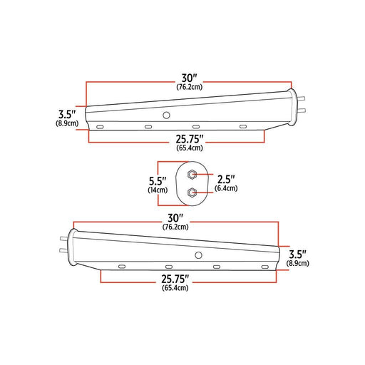 Black TU-9232 30″ Mud Flap Hangers – 2 1/2″ Bolt Spacing | Chrome Steel MUD FLAP HANGERS