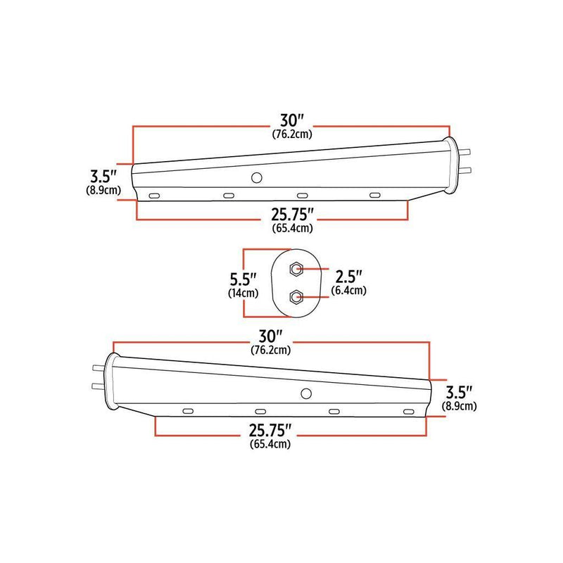 TU-9233 30″ Mud Flap Hangers – 2 1/2″ Bolt Spacing | Painted Steel MUD FLAP HANGERS Black