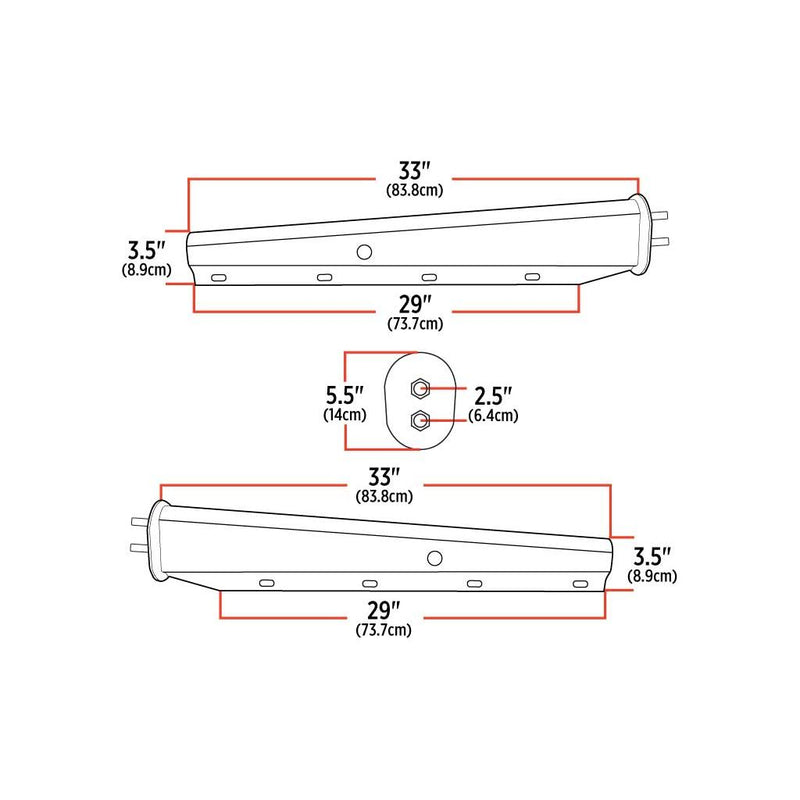 TU-9259 33″ Mud Flap Hangers – 2 1/2″ Bolt Spacing | Chrome Steel MUD FLAP HANGERS Black