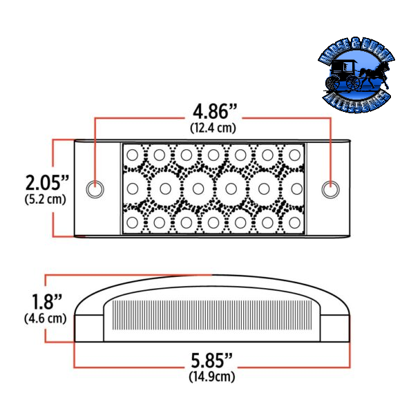 2"x 6" Rectangular Trux Dual Revolution LEDs (Choose Color) 2"X6" TRAILER Amber to Blue - 10 Diodes,Red to Blue - 10 Diodes,Red to White - 10 Diodes Dark Slate Gray