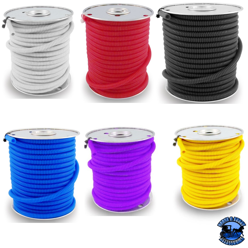 Sold By The Foot Split Loom Wire Covering , Protector– (CHOOSE COLOR AND SIZE) 1/4" / Blue,1/4" / Yellow,1/4" / Purple,3/8" / Yellow,3/8" / Black,3/8" / White,1/2" / Blue,1/2" / Purple,1/2" / Black,1/2" / White Midnight Blue