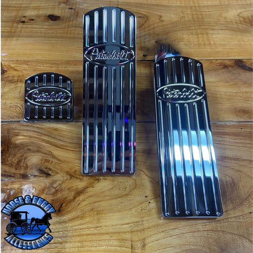 RZ-PS3-PBBAC Peterbilt Style Solid Billet Aluminum Pedal Set of 3 with Peterbilt Cut Out (379,389,359) Dim Gray