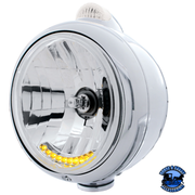 CHROME GUIDE 682-C HEADLIGHT H4 WITH 10 AMBER LED & DUAL MODE LED SIGNAL (Choose Color) HEADLIGHT Clear Light Gray