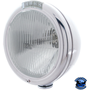 CLASSIC HEADLIGHT ASSEMBLY H4 BULB & LED TURN SIGNAL (Choose Color) (Choose Lens Color) HEADLIGHT Chrome / Clear Gray