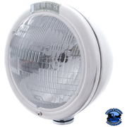 CLASSIC HEADLIGHT ASSEMBLY H6024 BULB & LED TURN SIGNAL (Choose Color) (Choose Lens Color) HEADLIGHT Chrome / Clear Gray