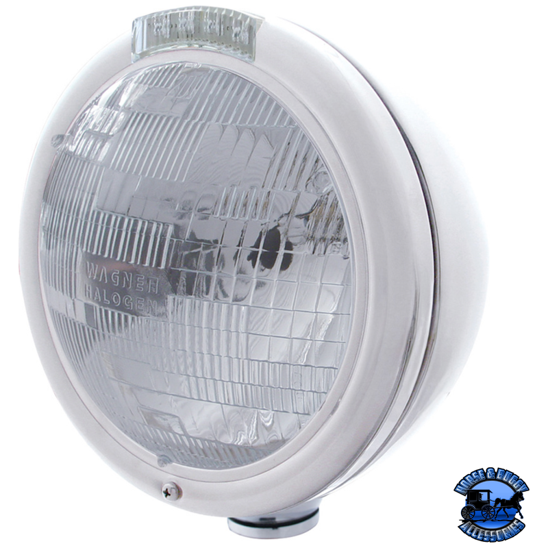 CLASSIC HEADLIGHT ASSEMBLY H6024 BULB & LED TURN SIGNAL (Choose Color) (Choose Lens Color) HEADLIGHT Chrome / Clear Gray