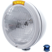 CLASSIC HEADLIGHT ASSEMBLY H6024 BULB & LED TURN SIGNAL (Choose Color) (Choose Lens Color) HEADLIGHT Chrome / Amber Gray