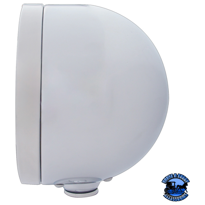 STAINLESS STEEL BULLET HALF MOON HEADLIGHT CRYSTAL H4 BULB & LED TURN SIGNAL (Choose Color) HEADLIGHT Amber,Clear Gray