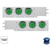 2-1/2" BOLT PATTERN SS SPRING LOADED LIGHT BAR WITH 6X DOUBLE FURY 19 LED LIGHTS & VISORS (Choose Color) light bar Red & Blue,Red & Green,Red & Purple,Red & White,Red & Amber Light Gray