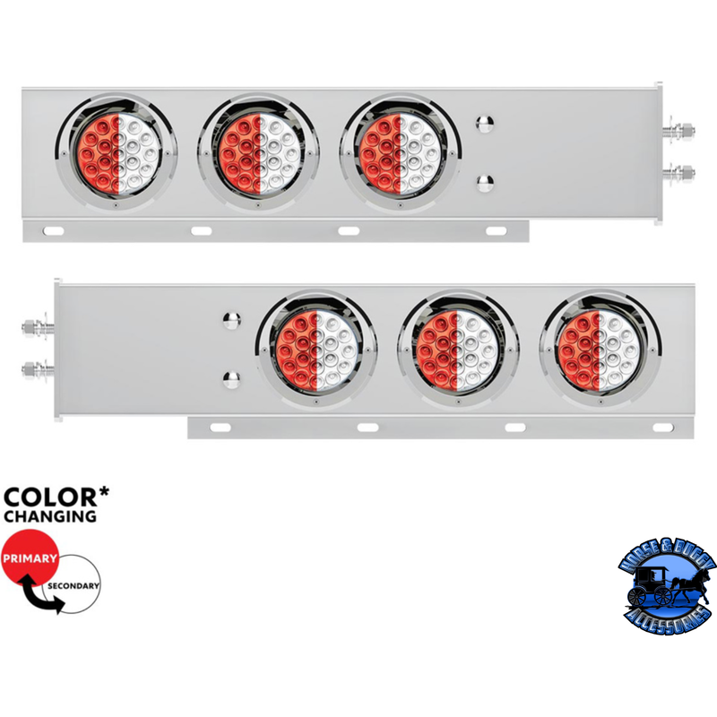 2-1/2" BOLT PATTERN SS SPRING LOADED LIGHT BAR WITH 6X DOUBLE FURY 19 LED LIGHTS & VISORS (Choose Color) light bar Red & White Light Gray