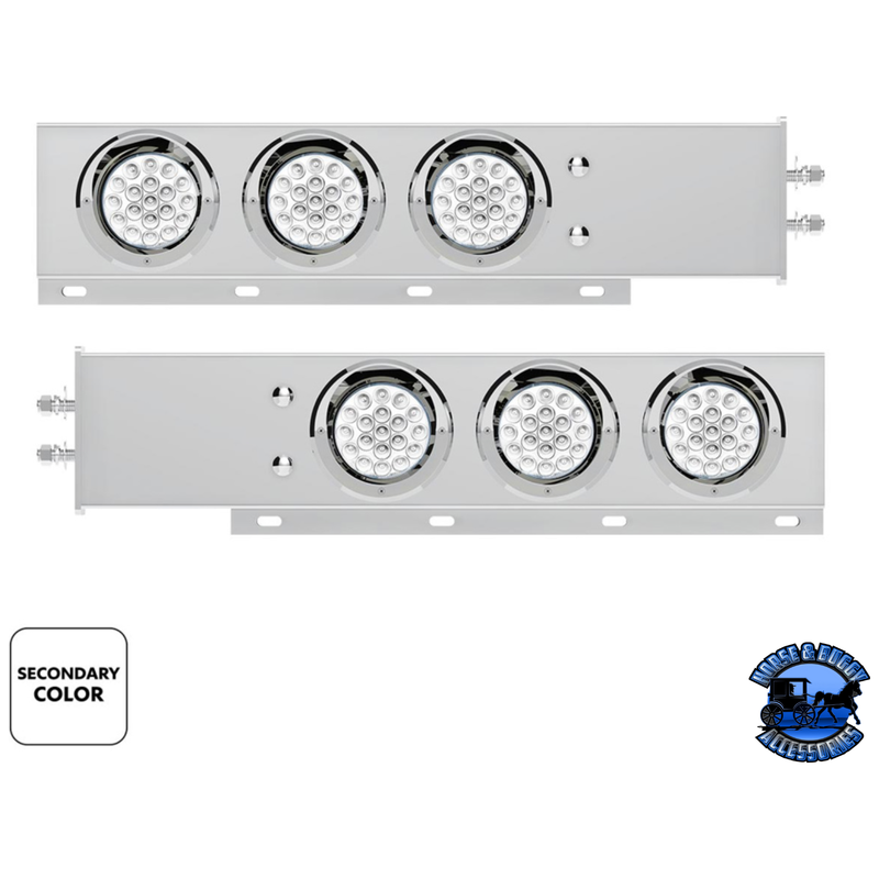 2-1/2" BOLT PATTERN SS SPRING LOADED LIGHT BAR WITH 6X DOUBLE FURY 19 LED LIGHTS & VISORS (Choose Color) light bar Red & Blue,Red & Green,Red & Purple,Red & White,Red & Amber Light Gray