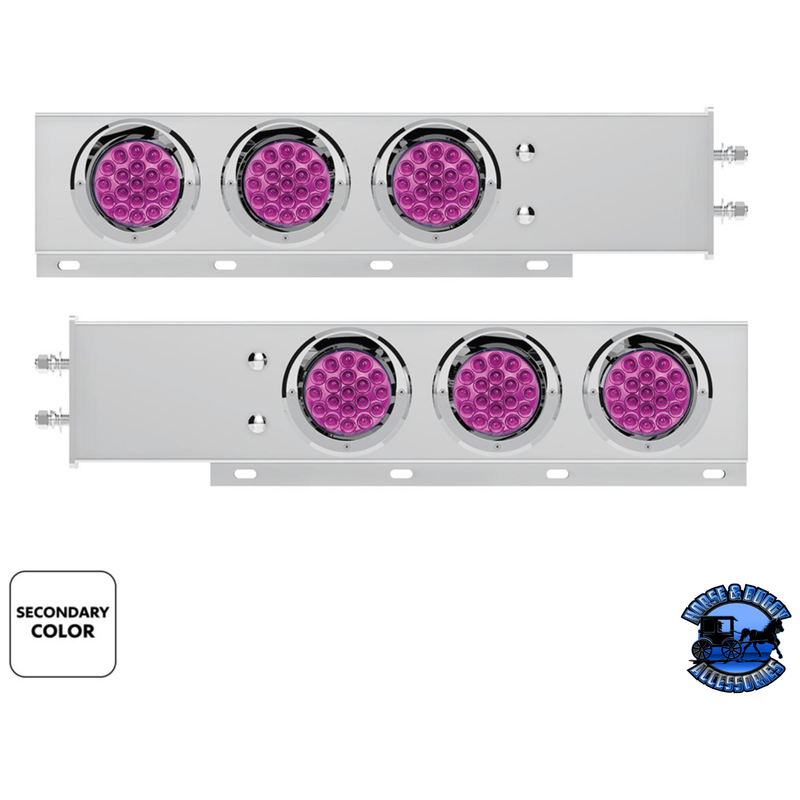 2-1/2" BOLT PATTERN SS SPRING LOADED LIGHT BAR WITH 6X DOUBLE FURY 19 LED LIGHTS & VISORS (Choose Color) light bar Red & Blue,Red & Green,Red & Purple,Red & White,Red & Amber Light Gray