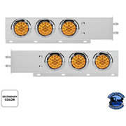 2-1/2" BOLT PATTERN SS SPRING LOADED LIGHT BAR WITH 6X DOUBLE FURY 19 LED LIGHTS & VISORS (Choose Color) light bar Red & Blue,Red & Green,Red & Purple,Red & White,Red & Amber Light Gray