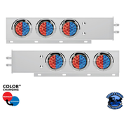 2" BOLT PATTERN SS SPRING LOADED LIGHT BAR WITH 6X DOUBLE FURY 19 LED LIGHTS & VISORS (Choose Color) light bar Red & Blue Light Gray
