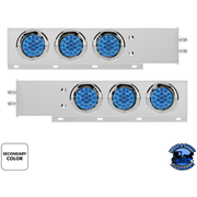 2" BOLT PATTERN SS SPRING LOADED LIGHT BAR WITH 6X DOUBLE FURY 19 LED LIGHTS & VISORS (Choose Color) light bar Red & Blue,Red & Green,Red & Purple,Red & White,Red & Amber Light Gray