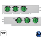 2" BOLT PATTERN SS SPRING LOADED LIGHT BAR WITH 6X DOUBLE FURY 19 LED LIGHTS & VISORS (Choose Color) light bar Red & Blue,Red & Green,Red & Purple,Red & White,Red & Amber Light Gray