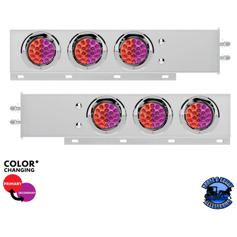 2" BOLT PATTERN SS SPRING LOADED LIGHT BAR WITH 6X DOUBLE FURY 19 LED LIGHTS & VISORS (Choose Color) light bar Red & Purple Light Gray