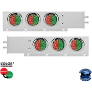 2" BOLT PATTERN SS SPRING LOADED LIGHT BAR WITH 6X DOUBLE FURY 19 LED LIGHTS & VISORS (Choose Color) light bar Red & Green Light Gray