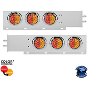 2" BOLT PATTERN SS SPRING LOADED LIGHT BAR WITH 6X DOUBLE FURY 19 LED LIGHTS & VISORS (Choose Color) light bar Red & Amber Light Gray