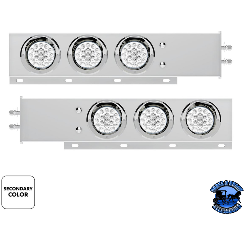 2" BOLT PATTERN SS SPRING LOADED LIGHT BAR WITH 6X DOUBLE FURY 19 LED LIGHTS & VISORS (Choose Color) light bar Red & Blue,Red & Green,Red & Purple,Red & White,Red & Amber Light Gray