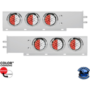 2" BOLT PATTERN SS SPRING LOADED LIGHT BAR WITH 6X DOUBLE FURY 19 LED LIGHTS & VISORS (Choose Color) light bar Red & White Light Gray