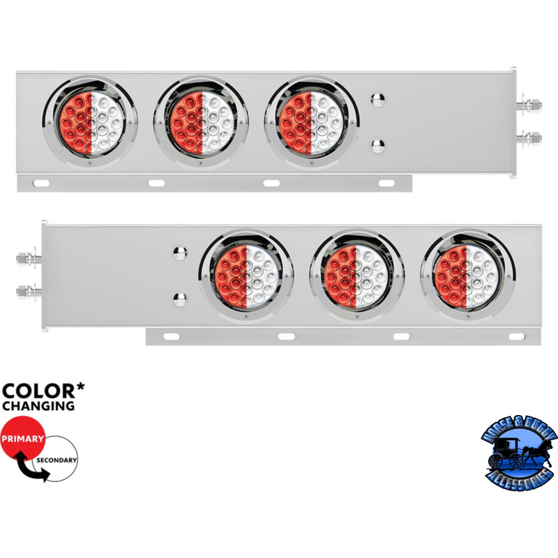 2" BOLT PATTERN SS SPRING LOADED LIGHT BAR WITH 6X DOUBLE FURY 19 LED LIGHTS & VISORS (Choose Color) light bar Red & White Light Gray