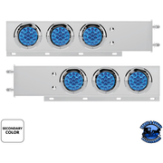 3-3/4" BOLT PATTERN SS SPRING LOADED LIGHT BAR WITH 6X DOUBLE FURY 19 LED LIGHTS & VISORS (Choose Color) light bar Red & White,Red & Blue,Red & Green,Red & Purple,Red & Amber Light Gray