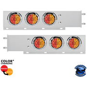 3-3/4" BOLT PATTERN SS SPRING LOADED LIGHT BAR WITH 6X DOUBLE FURY 19 LED LIGHTS & VISORS (Choose Color) light bar Red & Amber Light Gray