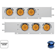 3-3/4" BOLT PATTERN SS SPRING LOADED LIGHT BAR WITH 6X DOUBLE FURY 19 LED LIGHTS & VISORS (Choose Color) light bar Red & White,Red & Blue,Red & Green,Red & Purple,Red & Amber Light Gray