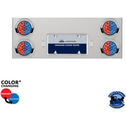 33-3/4" SS REAR CENTER PANEL WITH 4X 19 LED 4" DOUBLE FURY LIGHTS & VISORS (Choose Color) REAR CENTER PANEL Red & Blue Gray
