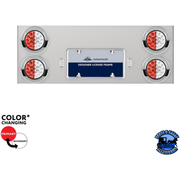 33-3/4" SS REAR CENTER PANEL WITH 4X 19 LED 4" DOUBLE FURY LIGHTS & VISORS (Choose Color) REAR CENTER PANEL Red & White Gray