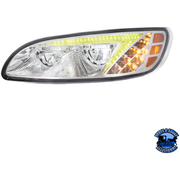 LED HEADLIGHT WITH COLOR CHANGING POSITION LIGHT BAR FOR PETERBILT 386 (2005-2015) & 387 (1999-2010) (Choose Color) (Choose Side) HEADLIGHT Chrome / Driver's Side,Chrome / Passenger's Side,Black / Driver's Side,Black / Passenger's Side Light Gray