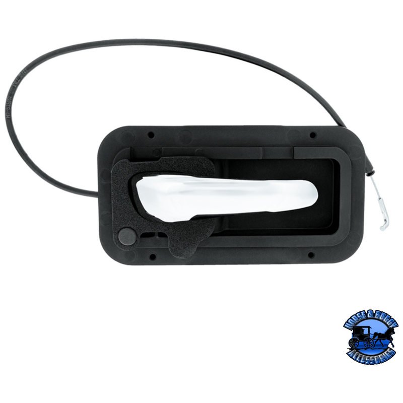 CHROME INTERIOR DOOR HANDLE W/CABLE & BASE FOR PETERBILT 389 (2008-2023) AND 386 (2006-2016) (BULK) (Choose Side) DOOR HANDLE Passenger's Side Dark Slate Gray