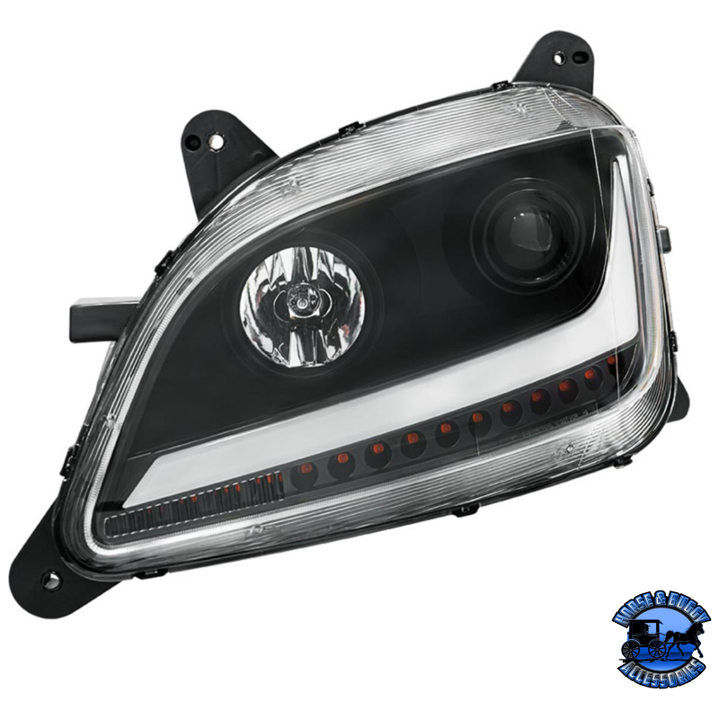 PROJECTION HEADLIGHT WITH LED POSITION LIGHT & SEQUENTIAL SIGNAL FOR 2012-2021 PETERBILT 579 (Choose Color) (Choose Choose Side) HEADLIGHT Chrome / Driver's Side,Chrome / Passenger's Side,Black / Driver's Side,Black / Passenger's Side Light Gray