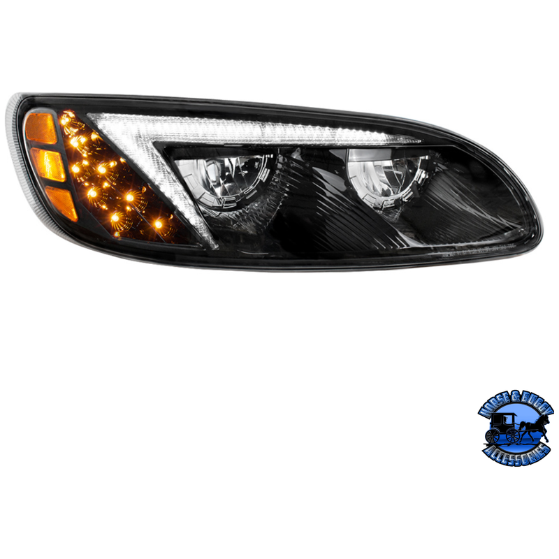 LED HEADLIGHT FOR PETERBILT 386 (2005-2015) & 387 (1999-2010) (Choose Side) (Choose Color) HEADLIGHT Black / Passenger's Side Tan