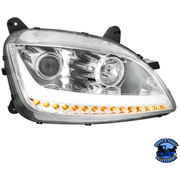 PROJECTION HEADLIGHT WITH LED POSITION LIGHT & SEQUENTIAL SIGNAL FOR 2012-2021 PETERBILT 579 (Choose Color) (Choose Choose Side) HEADLIGHT Chrome / Passenger's Side Light Gray