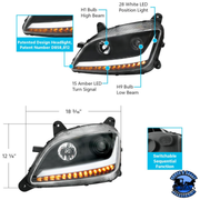 PROJECTION HEADLIGHT WITH LED POSITION LIGHT & SEQUENTIAL SIGNAL FOR 2012-2021 PETERBILT 579 (Choose Color) (Choose Choose Side) HEADLIGHT Chrome / Driver's Side,Chrome / Passenger's Side,Black / Driver's Side,Black / Passenger's Side Dark Slate Gray